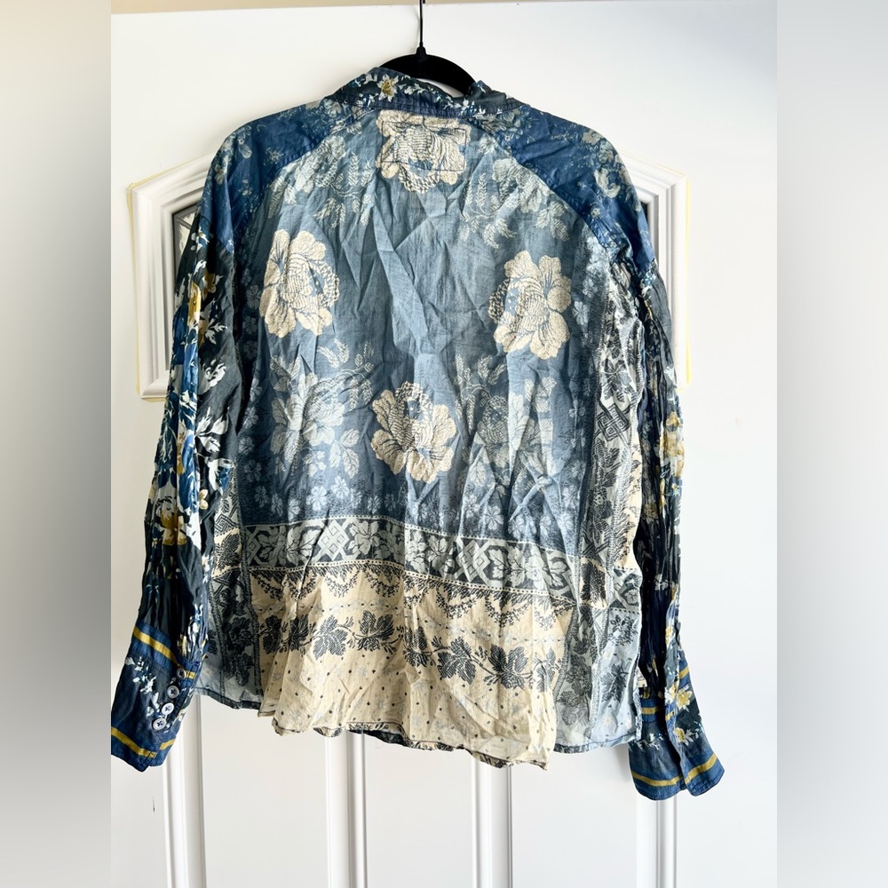 Free People Flower Patch Floral Button Down Top in Indigo Combo - Picture 4 of 6